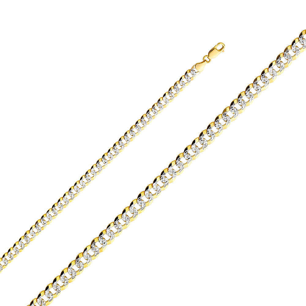 14K White Gold Curb Regular White Pave 6.9mm Chain - CH-0323