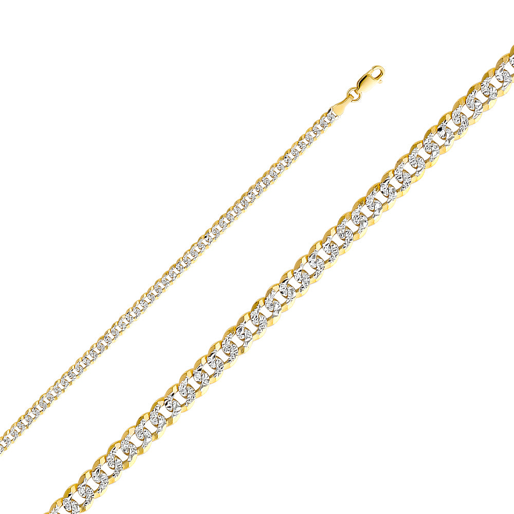 14K White Gold Curb Regular White Pave 4mm Chain - CH-0326