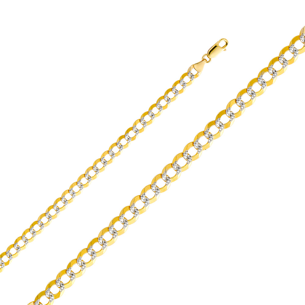 14K White Gold Curb Open Light White Pave 7mm Chain - CH-0327
