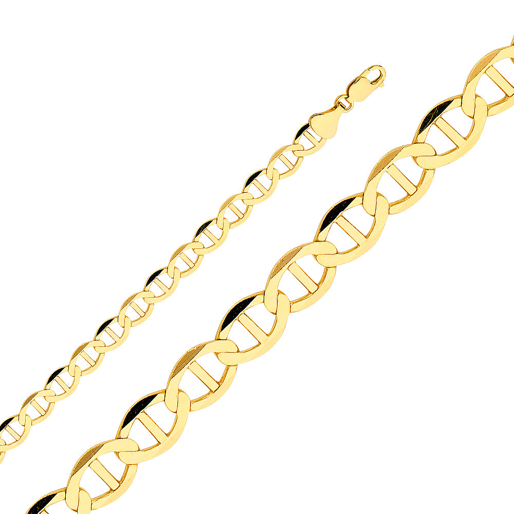 14K Yellow Gold Flat Mariner 7.7mm Chain - CH-0328