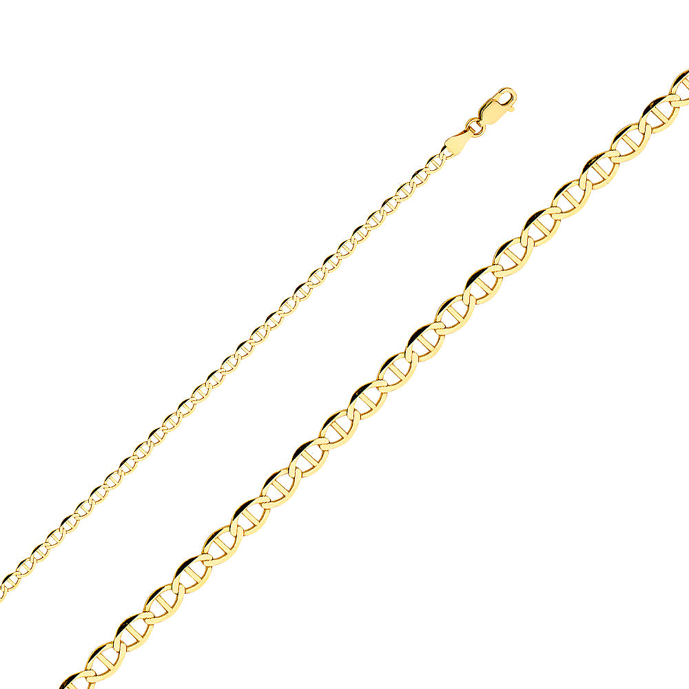 14K Yellow Gold Flat Mariner 3.4mm Chain - CH-0332