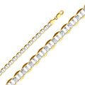 14K White Gold Flat Mariner White Pave 7.7mm Chain - CH-0335