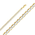 14K White Gold Flat Mariner White Pave 6.5mm Chain - CH-0336