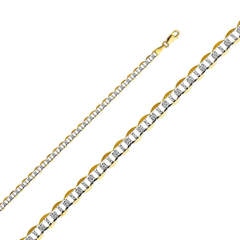 14K White Gold Flat Mariner White Pave 4.4mm Chain - CH-0338