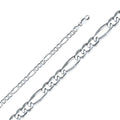 14K White Gold Figaro 3+1 Concave Regular White 6mm Chain - CH-0341