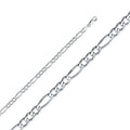 14K White Gold Figaro 3+1 Concave Regular White 4.7mm Chain - CH-0342