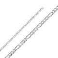 14K White Gold Figaro 3+1 Concave Regular White 4mm Chain - CH-0343