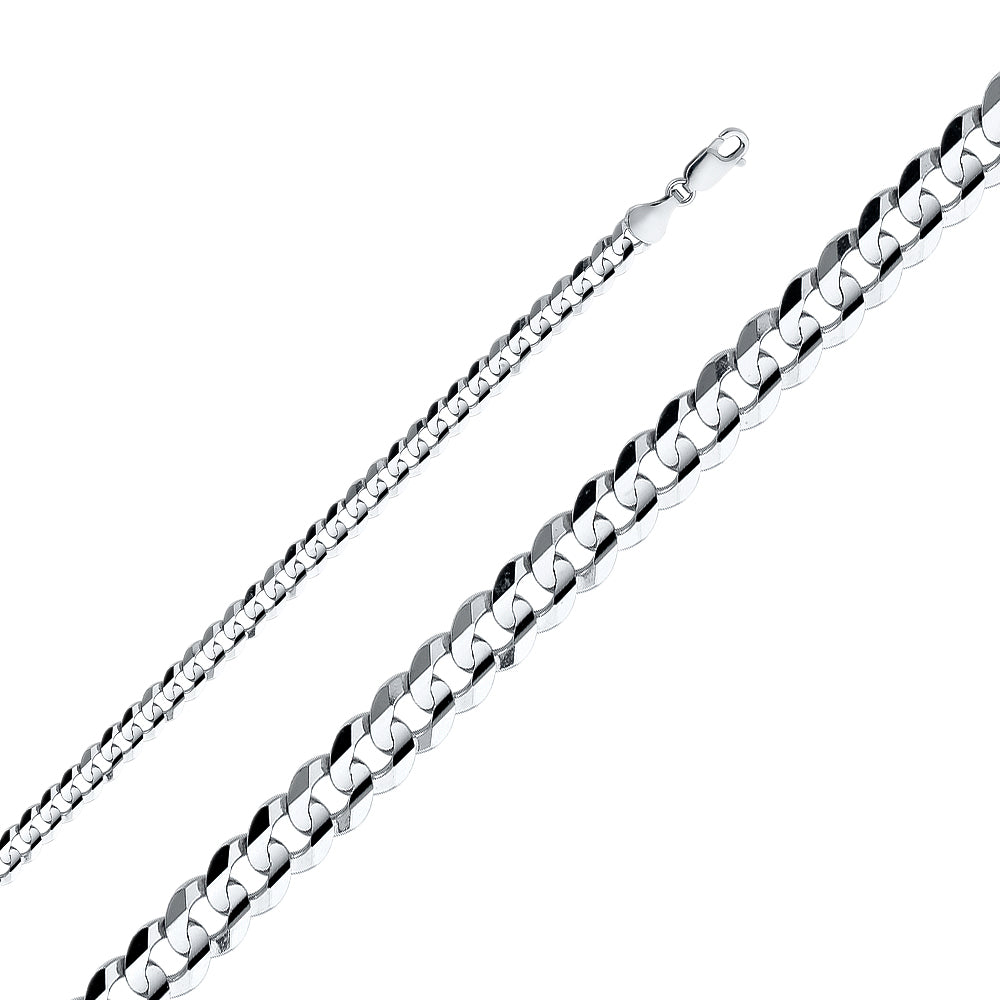 14K White Gold Curb Concave Regular White 5.9mm Chain - CH-0347