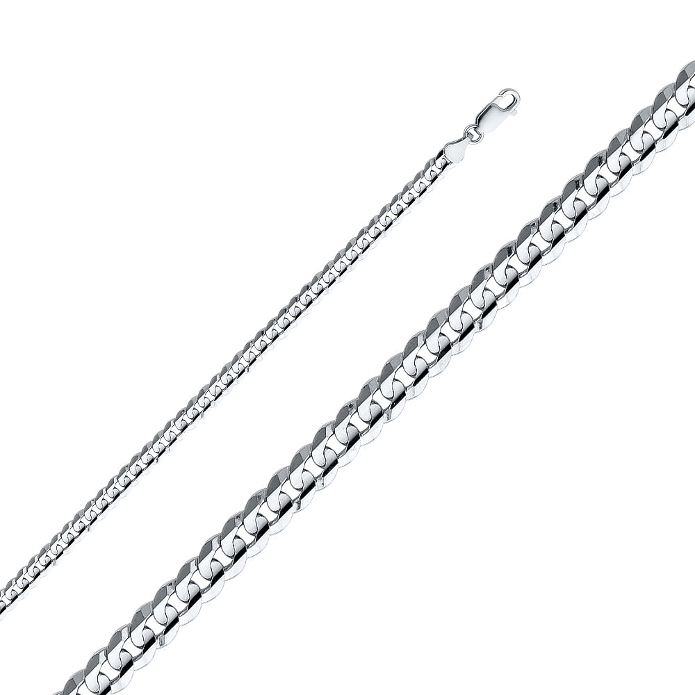 14K White Gold Curb Concave Regular White 4.8mm Chain - CH-0348