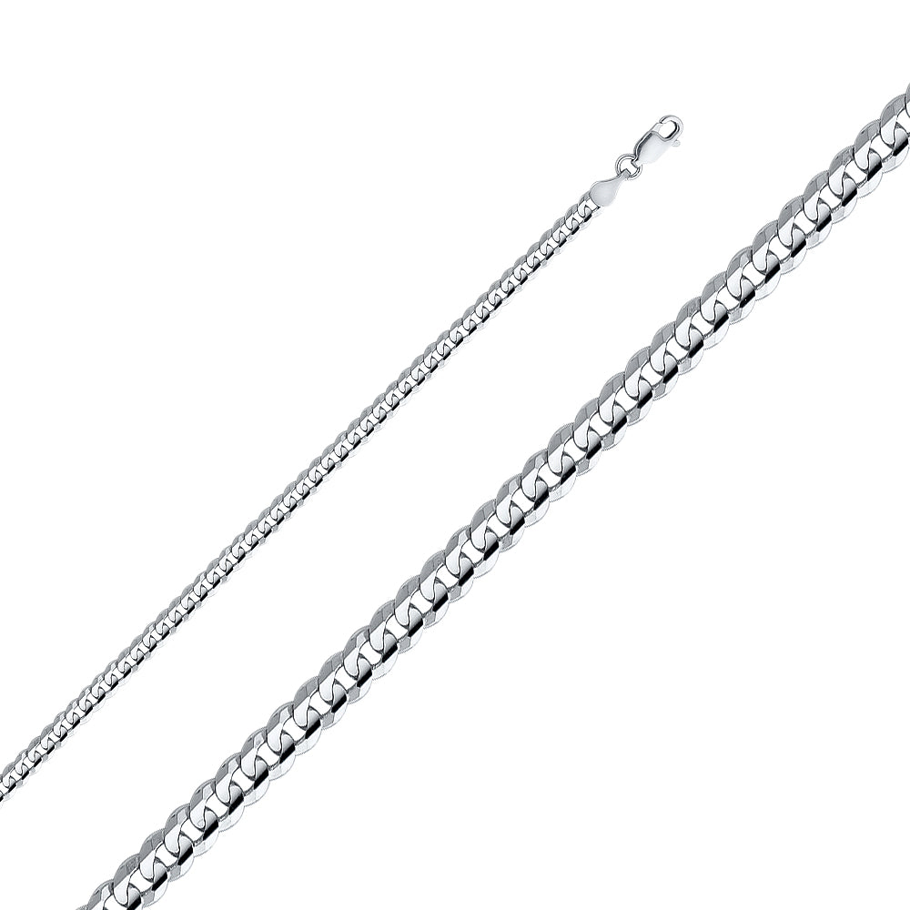 14K White Gold Curb Concave Regular White 4mm Chain - CH-0349