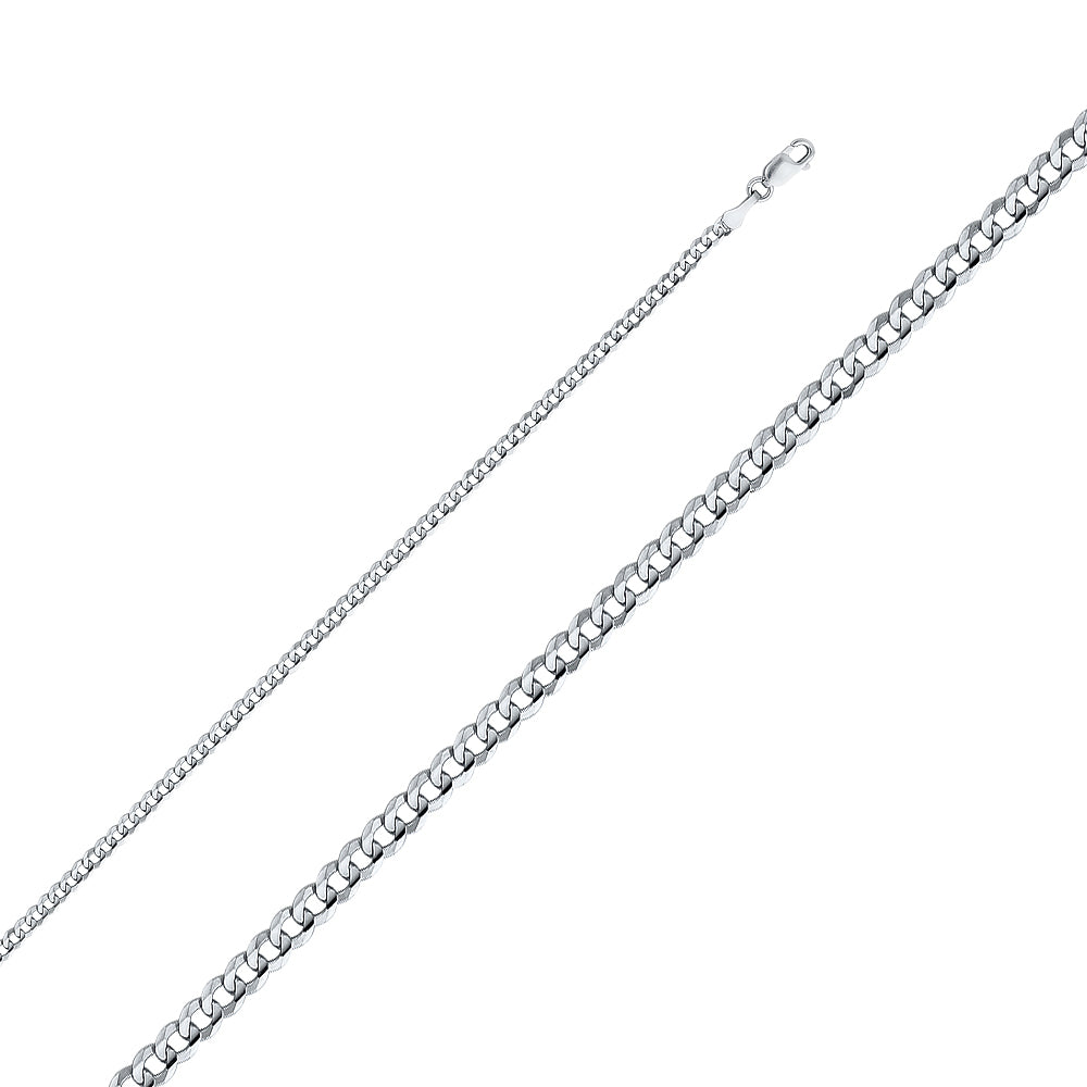 14K White Gold Curb Concave Regular White 2.7mm Chain - CH-0351