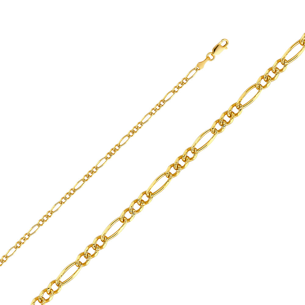14K Yellow Gold Figaro 3+1 Regular D.C. 3.1mm Chain - CH-0354