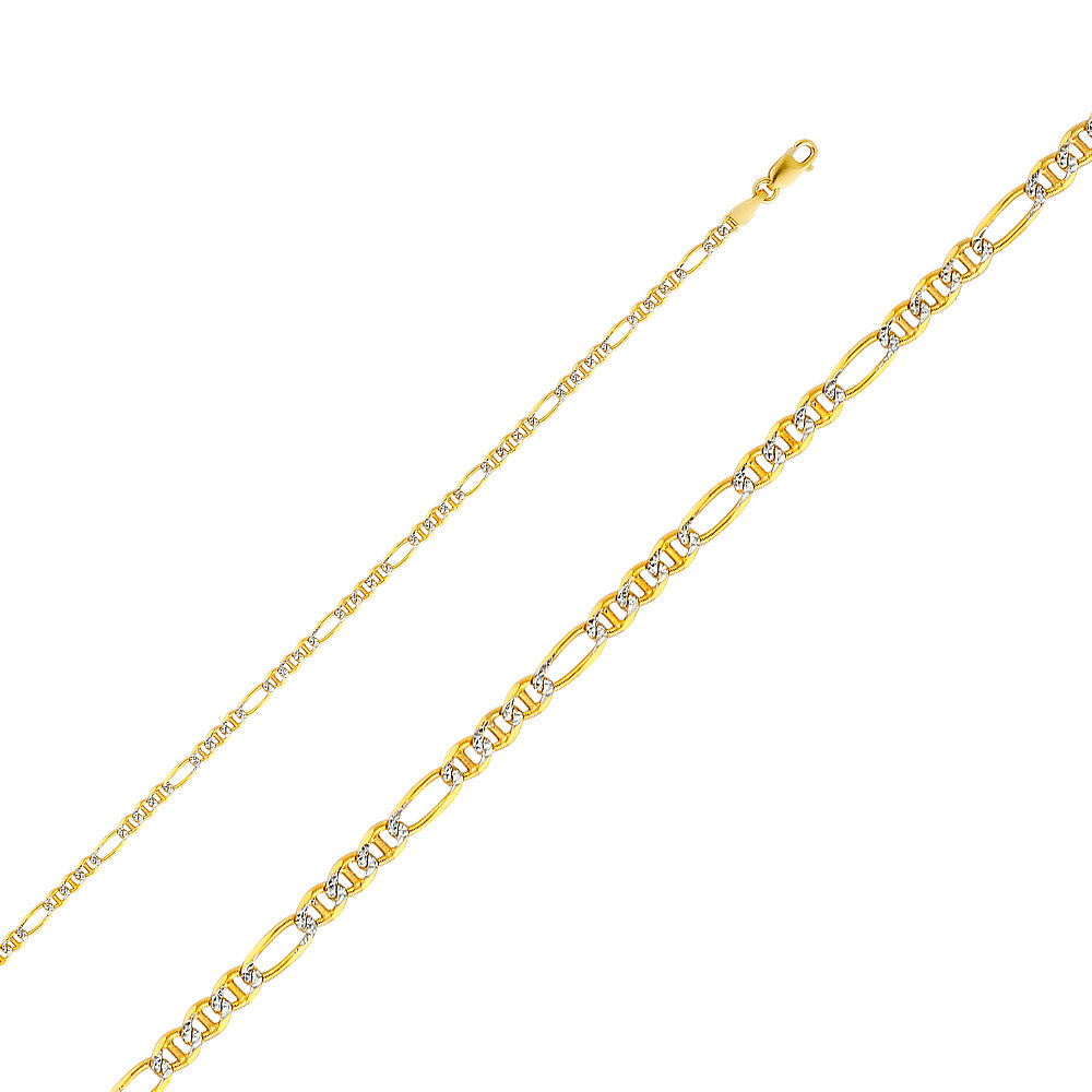 14K White Gold Assorted White Pave 2.5mm Chain - CH-0357