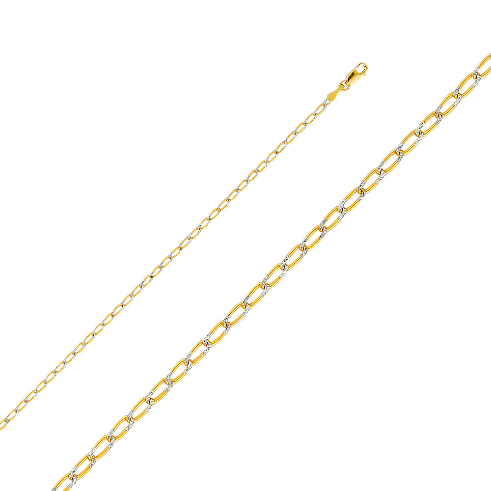 14K White Gold Assorted White Pave 2.2mm Chain - CH-0358