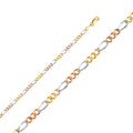 14K Tri Color Gold 3 Color Figaro 3+1 Concave Regular 3.7mm Chain - CH-0361