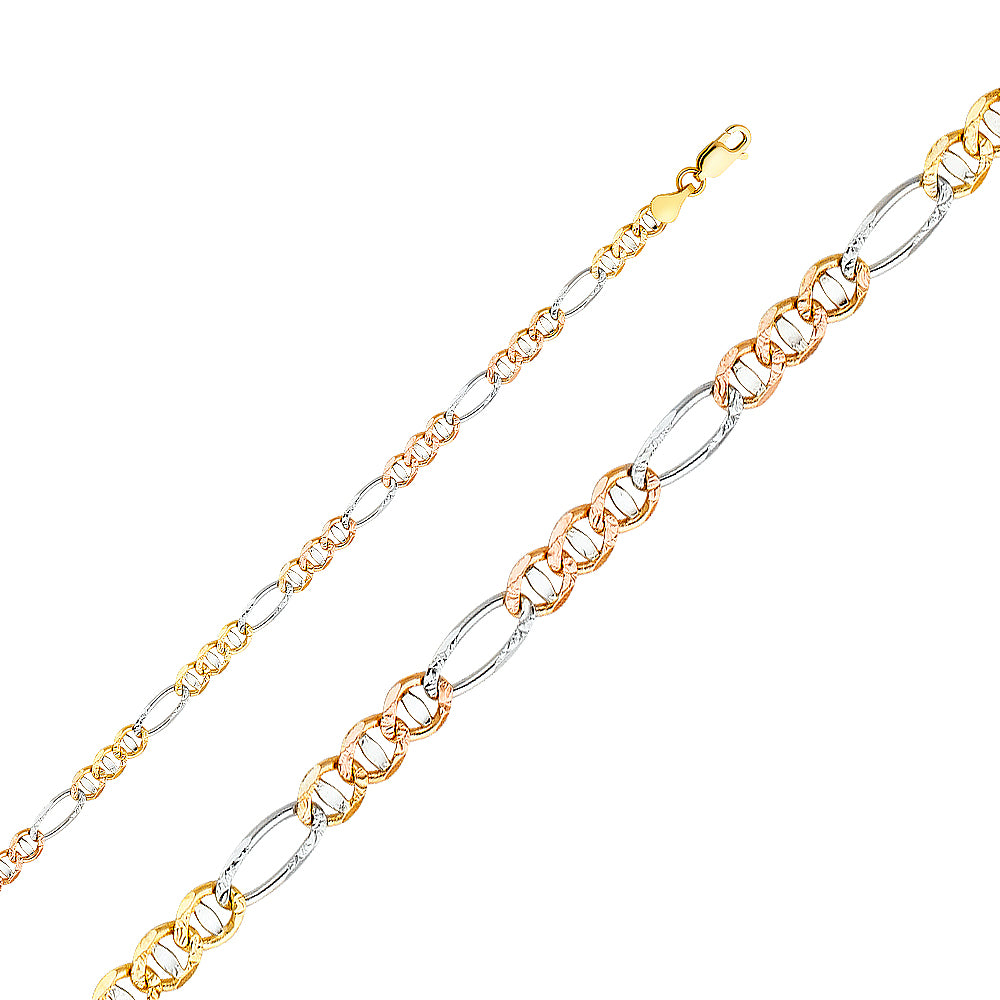 14K Tri Color Gold 3 Color Ficonucci D.C. 3.9mm Chain - CH-0364