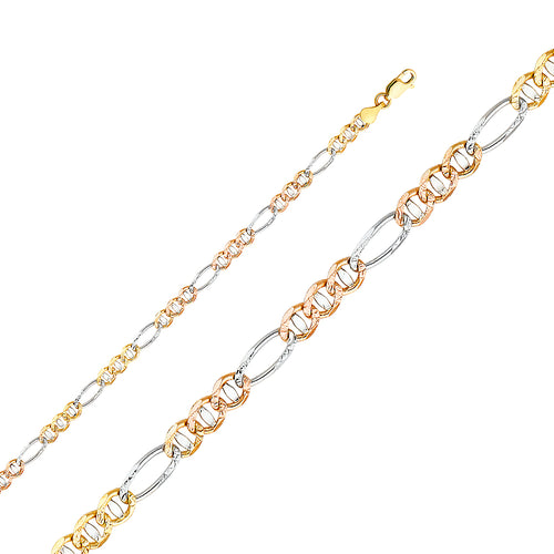 14K Tri Color Gold 3 Color Ficonucci D.C. 3.9mm Chain - CH-0364