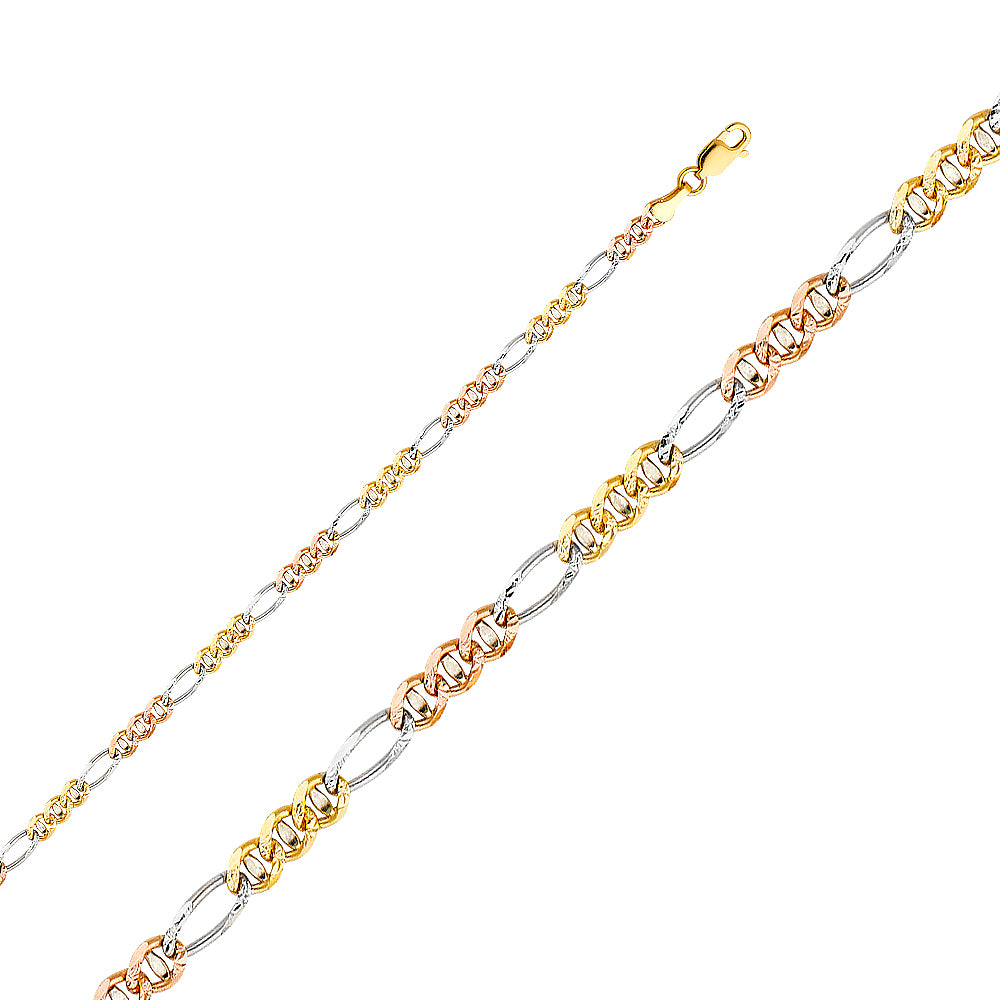 14K Tri Color Gold 3 Color Ficonucci D.C. 3.1mm Chain - CH-0365
