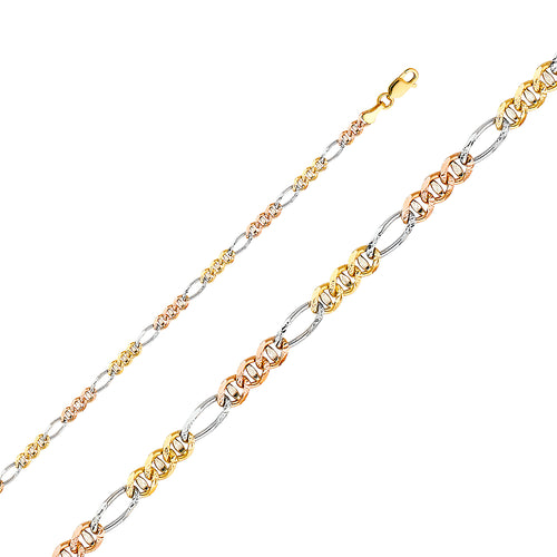 14K Tri Color Gold 3 Color Ficonucci D.C. 3.1mm Chain - CH-0365