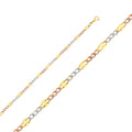 14K Tri Color Gold 3 Color Stamped Figaro 3+1 3.7mm Chain - CH-0367