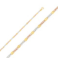14K Tri Color Gold 3 Color Stamped Figaro 3+1 3.2mm Chain - CH-0368