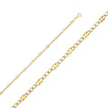 14K White Gold Stamped Figaro 3+1 White Pave 3.7mm Chain - CH-0369