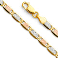 14K Tri Color Gold 3 Color Valentino Basic 4.2mm Chain - CH-0372