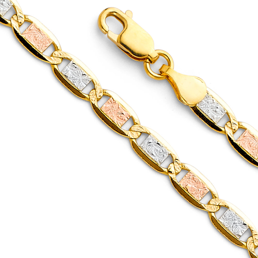 14K Tri Color Gold 3 Color Valentino Basic 4.2mm Chain - CH-0372