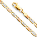 14K Tri Color Gold 3 Color Valentino Basic 3.3mm Chain - CH-0373