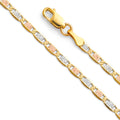 14K Tri Color Gold 3 Color Valentino Basic 2.6mm Chain - CH-0374