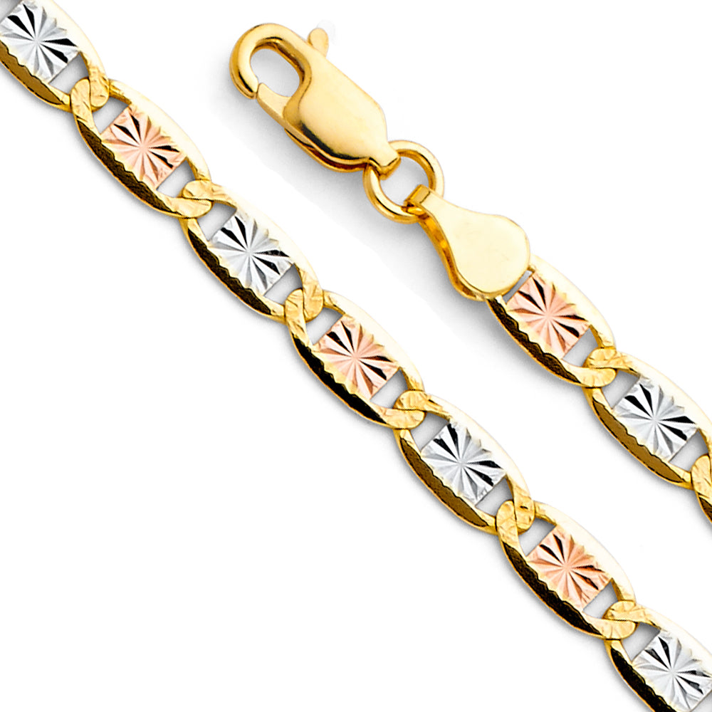 14K Tri Color Gold 3 Color Valentino with Star D.C. 4.2mm Chain - CH-0375