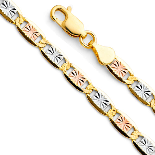 14K Tri Color Gold 3 Color Valentino with Star D.C. 4.2mm Chain - CH-0375