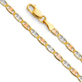 14K Tri Color Gold 3 Color Valentino with Star D.C. 2.6mm Chain - CH-0377