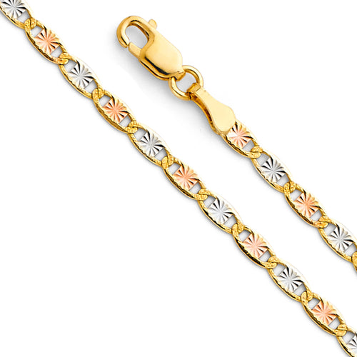14K Tri Color Gold 3 Color Valentino with Star D.C. 2.6mm Chain - CH-0377