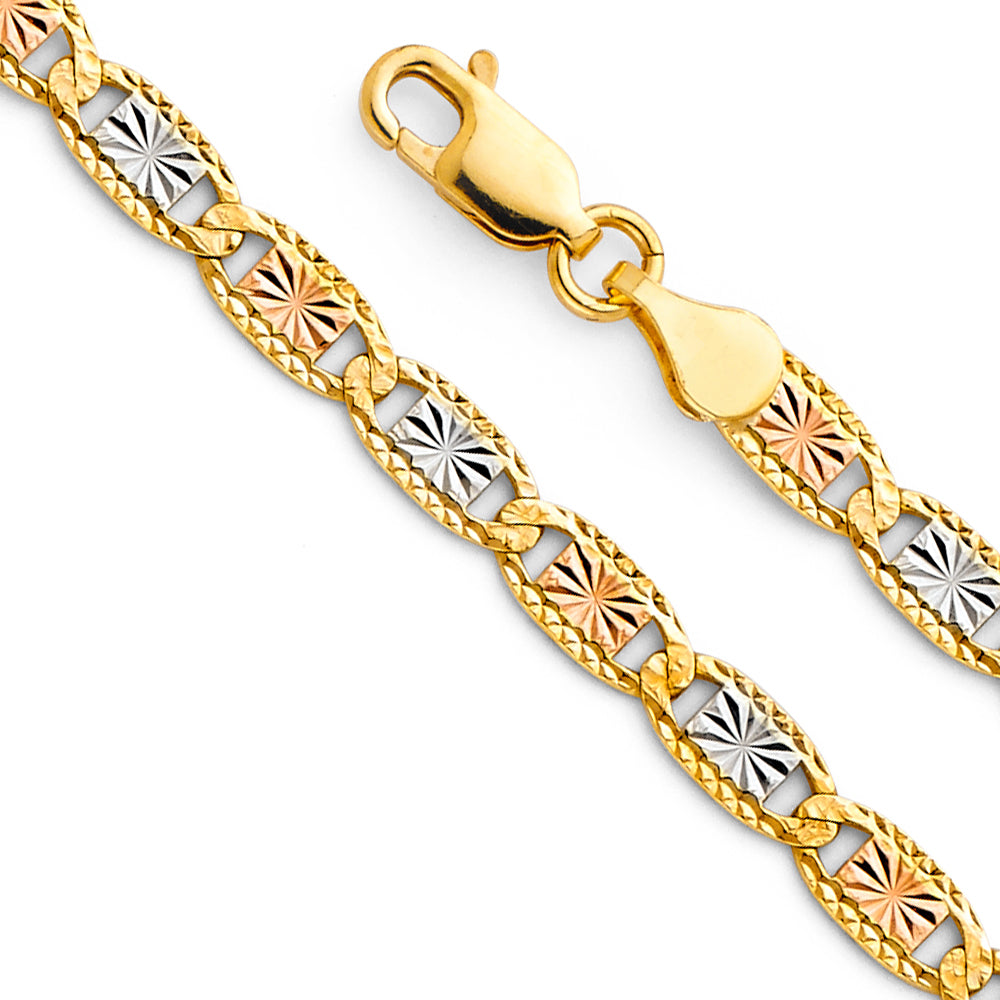 14K Yellow Gold Valentino with Star & Rail D.C. 4.2mm Chain - CH-0378