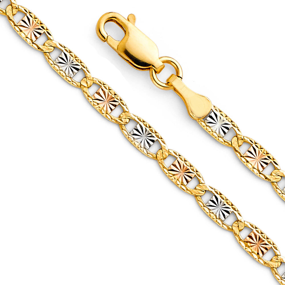 14K Yellow Gold Valentino with Star & Rail D.C. 3.3mm Chain - CH-0379