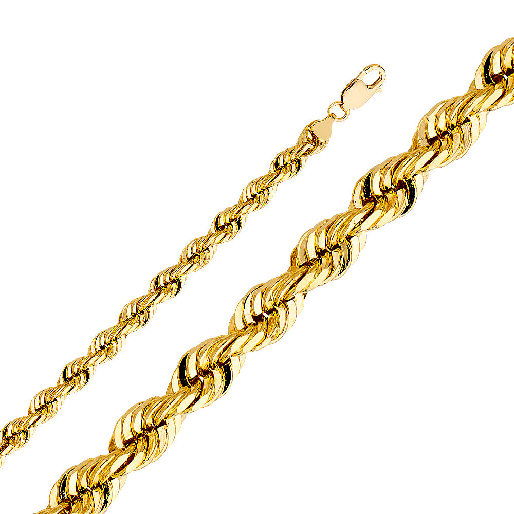 14K Yellow Gold Solid Solid Regular Rope D.C. 7mm Chain - CH-0383
