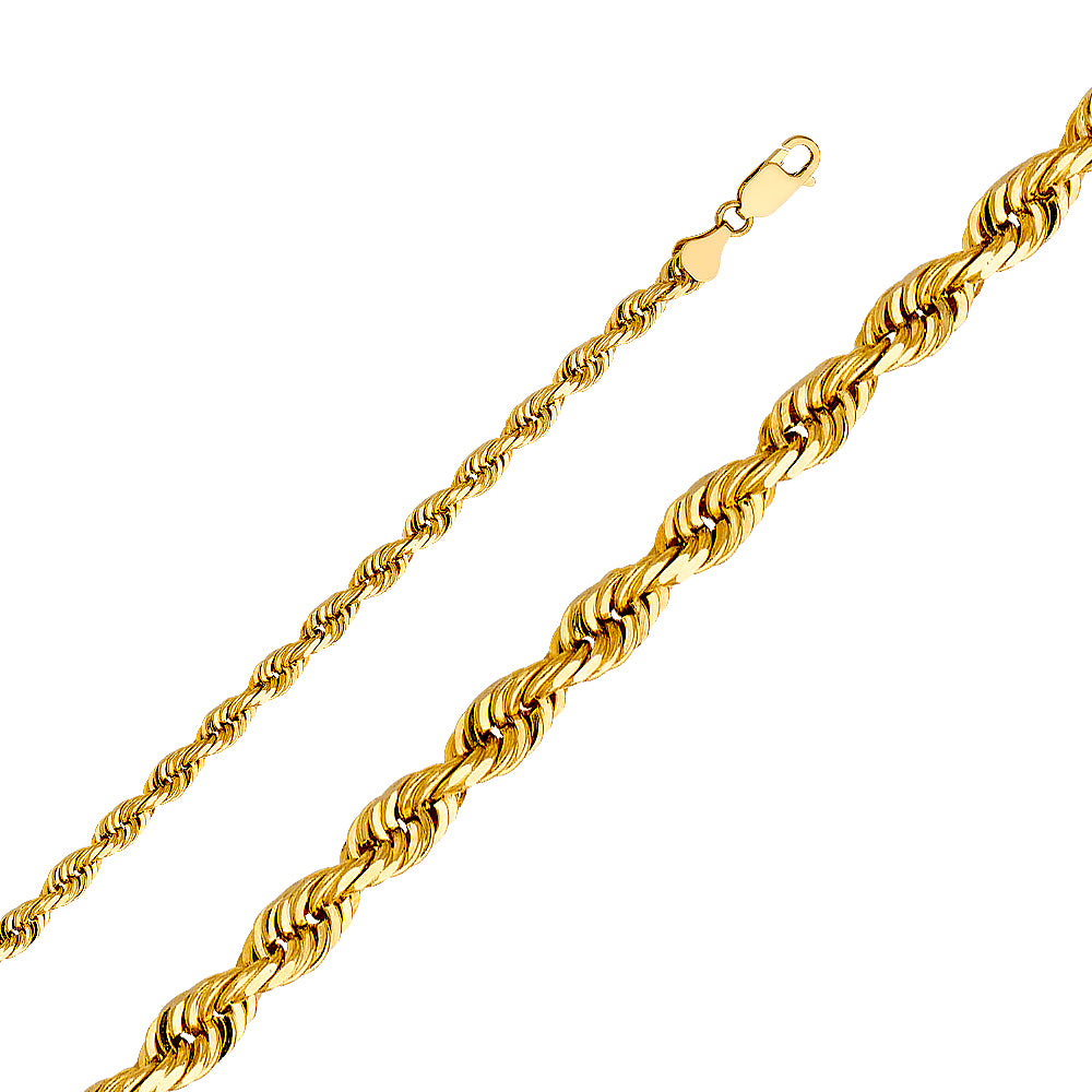 14K Yellow Gold Solid Solid Light Rope D.C. 5.1mm Chain - CH-0384