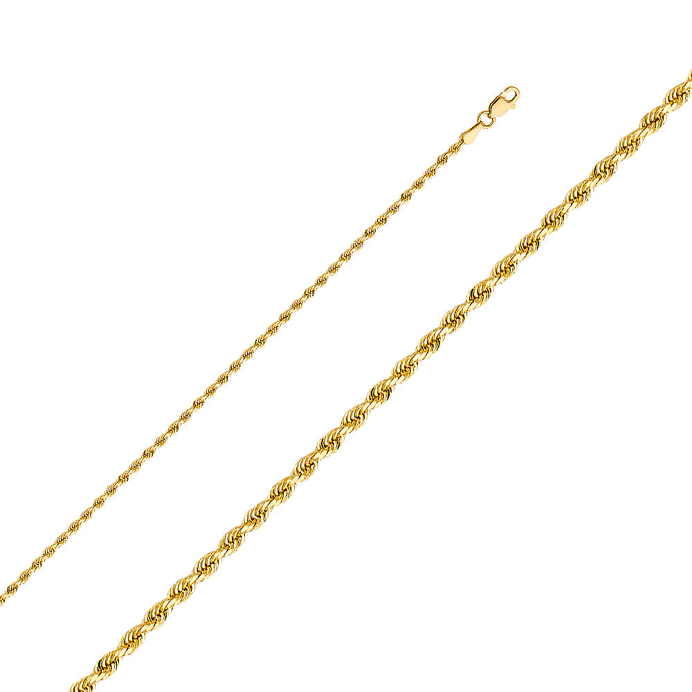 14K Yellow Gold Solid Solid Regular Rope D.C. 1.9mm Chain - CH-0389
