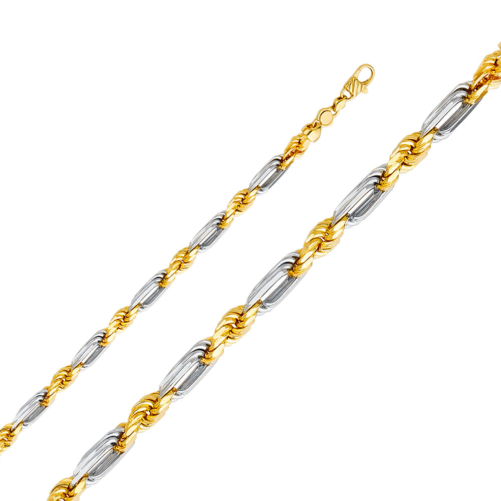 14K Yellow Gold Solid Solid Figaro Rope 7.5mm Chain - CH-0393