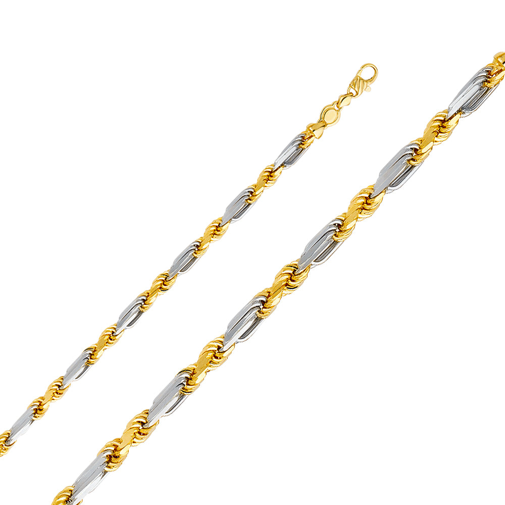 14K Yellow Gold Solid Solid Figaro Rope 6.5mm Chain - CH-0394