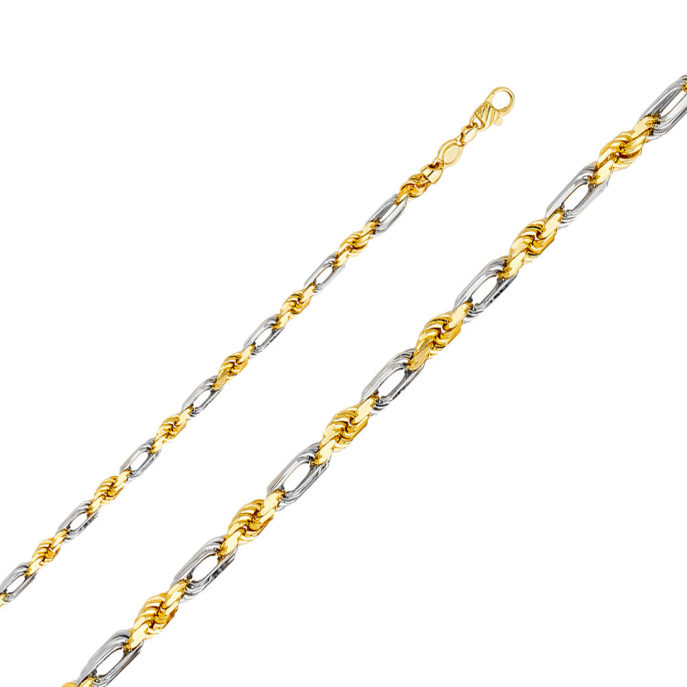 14K Yellow Gold Solid Solid Figaro Rope 5mm Chain - CH-0395