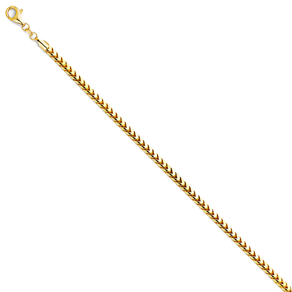 14K Yellow Gold Solid Solid Roundish Franco 3.3mm Chain - CH-0405