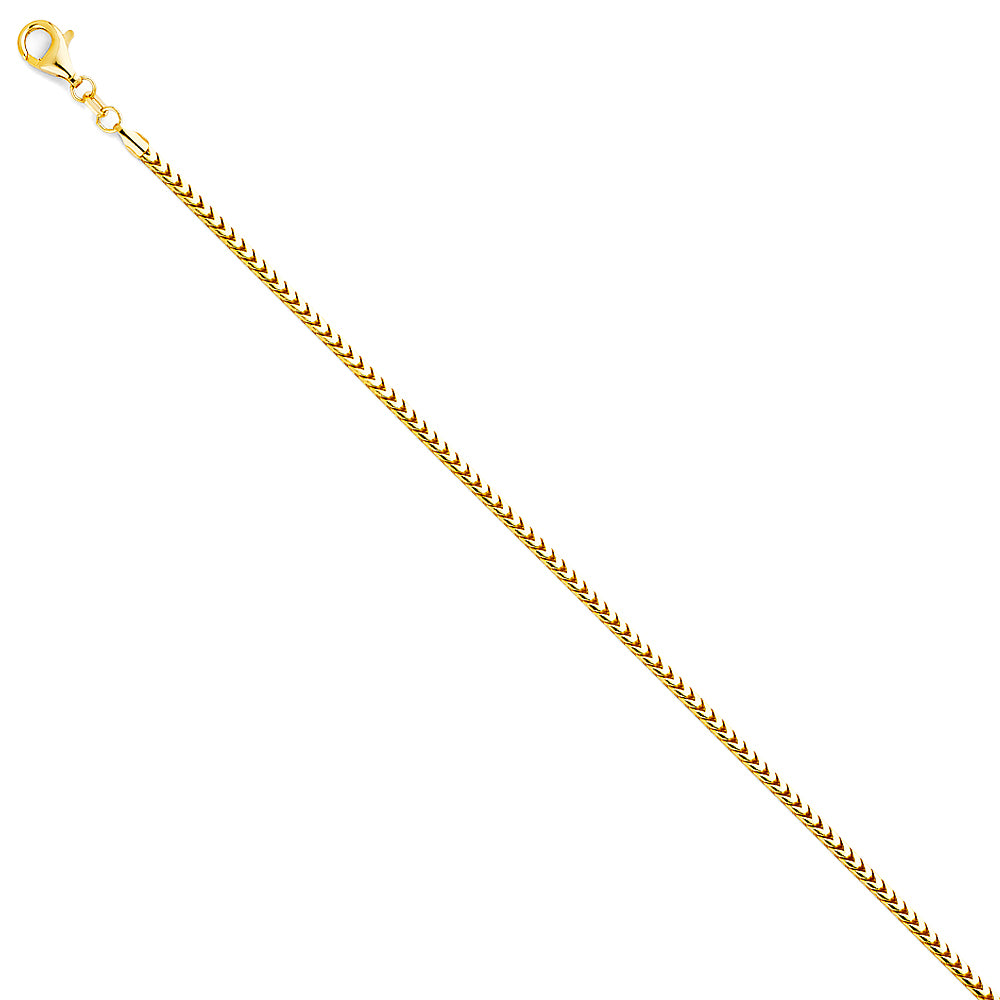 14K Yellow Gold Solid Solid Roundish Franco 2.2mm Chain - CH-0406