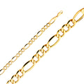14K Yellow Gold Hollow Bevelled Figaro 3+1 6.5mm Chain - CH-0410