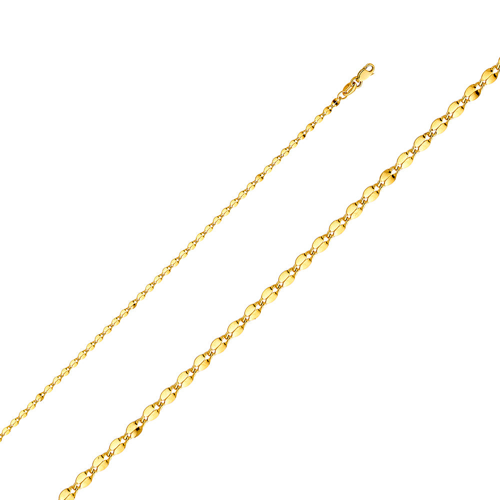 14K Yellow Gold Curved Mirror 2.2mm Chain - CH-0457