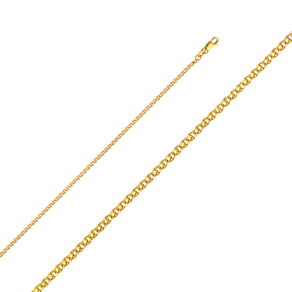 14K Yellow Gold Flat Open Wheat 2mm Chain - CH-0464