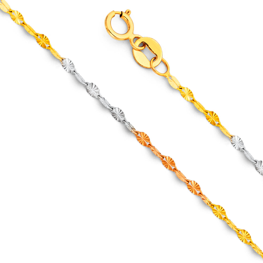 14K Yellow Gold Stamped Mirror 1.7mm Chain - CH-0475