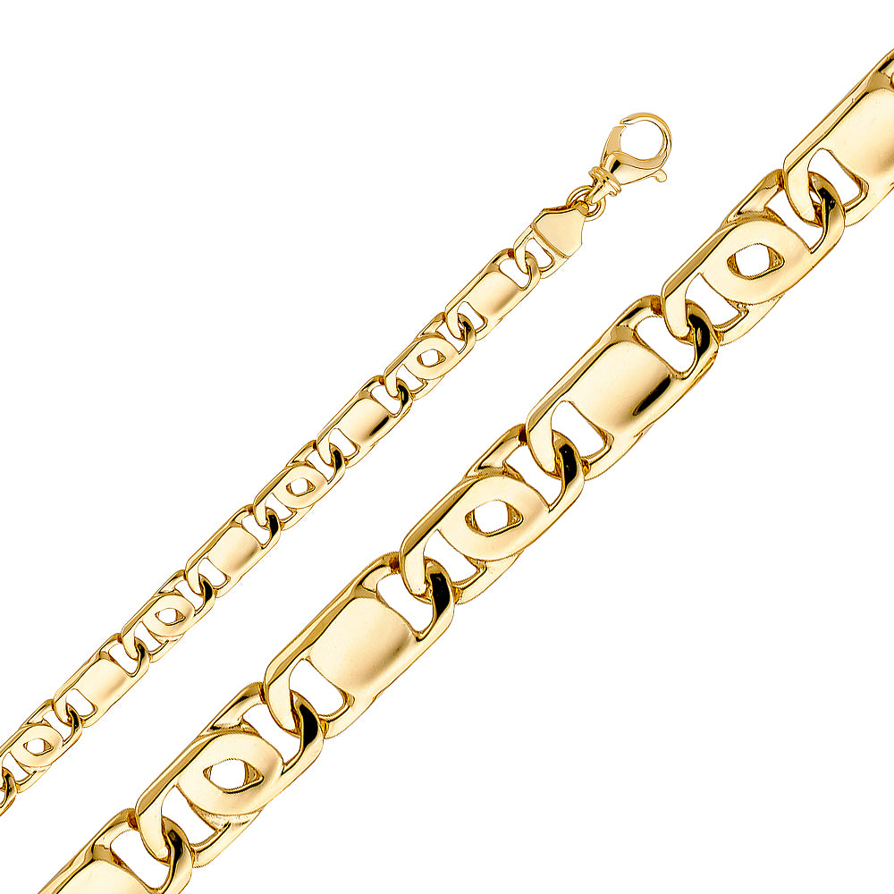 14K Yellow Gold Solid Assorted Solid Fancy Chains 8.4mm Chain - CH-0504