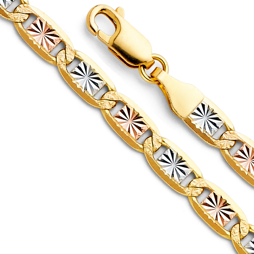 14K Tri Color Gold 3 Color Valentino with Star D.C. 4.8mm Chain - CH-0510